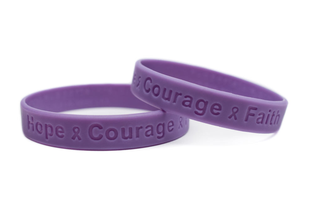 Lavender Rubber Wristband Hope Courage Faith Youth Small size