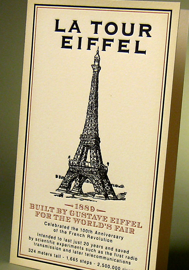 la tour eiffel letterpress boxed note cards