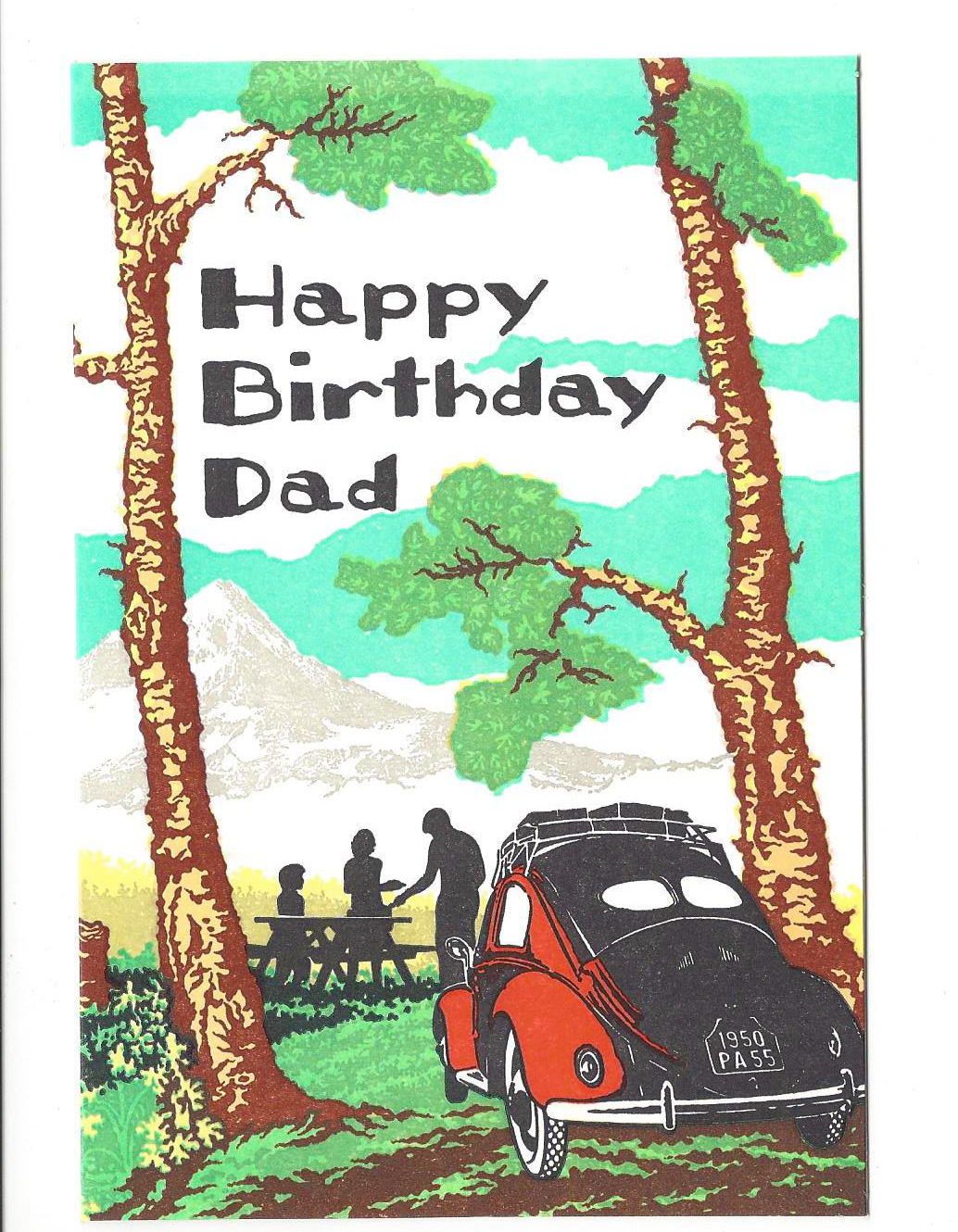old school stationers dad happy birthday letterpress card *NEW!*, image size:1034x1330