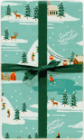 vintage christmas holiday snow scene designer gift wrap paper NEW!