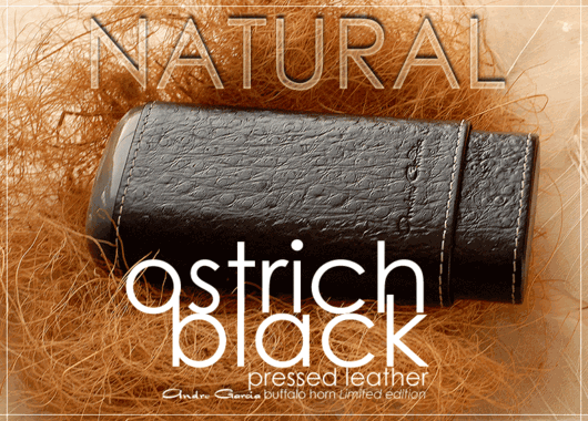 Buffalo Horn Ostrich Black Pressed