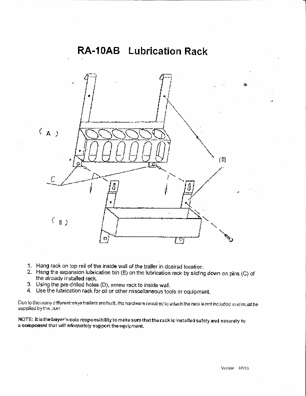 Lubrication Rack& Bin RA-10A/B Rack'em Mfg.