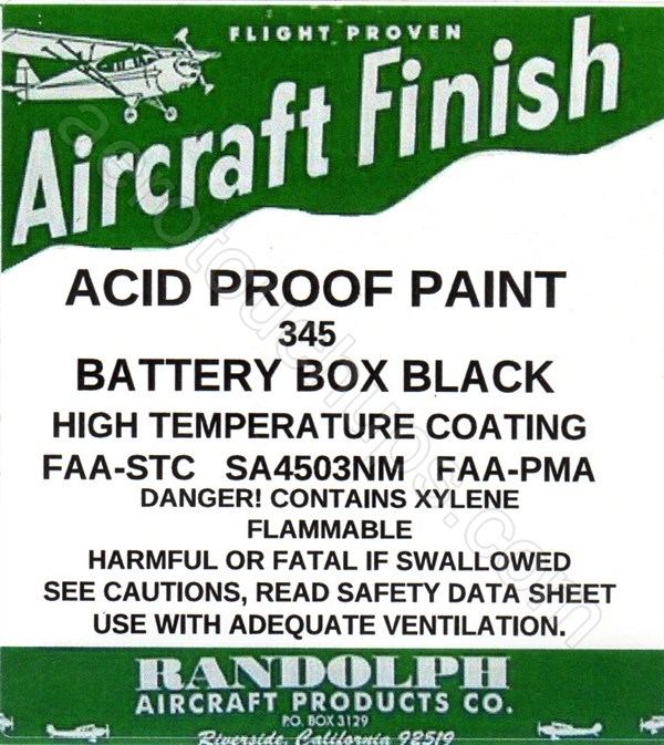 RANDOLPH ACID PROOF BATTERY BOX BLACK PAINT 345 16oz.
