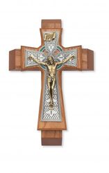 11" Crucifix Walnut Celtic Sick Call" itemprop="image