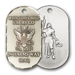 14 Karat Gold Navy Iraq / St Joan of Arc Medal Pendant" itemprop="image