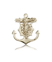 14kt Gold Anchor Crucifix Medal" itemprop="image