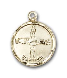 14kt Gold Baptism Medal" itemprop="image