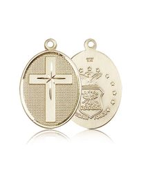 14kt Gold Cross / Air Force Medal" itemprop="image