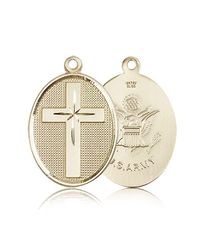 14kt Gold Cross / Army Medal" itemprop="image