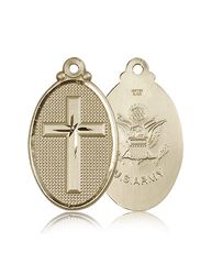 14kt Gold Cross / Army Medal" itemprop="image