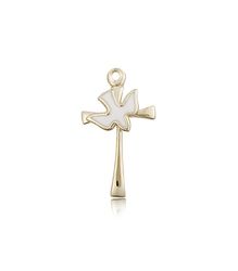 14kt Gold Cross / Holy Spirit Medal" itemprop="image