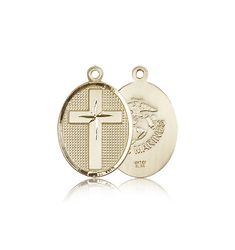 14kt Gold Cross / Marines Medal" itemprop="image