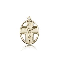 14kt Gold Crucifix Medal" itemprop="image