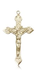 14kt Gold Crucifix Medal" itemprop="image