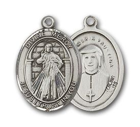 14kt Gold Divine Mercy Patron Saint Medal - Large" itemprop="image