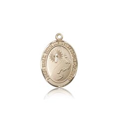 14kt Gold Footprints / Cross Patron Saint Medal - Medium" itemprop="image