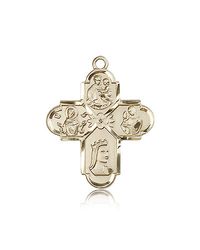14kt Gold Franciscan 4-Way Medal" itemprop="image