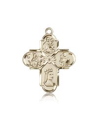 14kt Gold Franciscan 4-Way Medal" itemprop="image