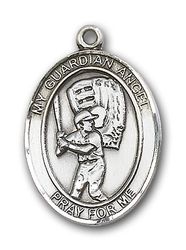 14kt Gold Guardian Angel/Baseball Patron Saint Medal - Large" itemprop="image