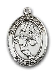 14kt Gold Guardian Angel / Basketball Patron Saint Medal - Medium" itemprop="image