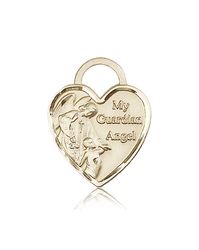 14kt Gold Guardian Angel Heart Medal" itemprop="image