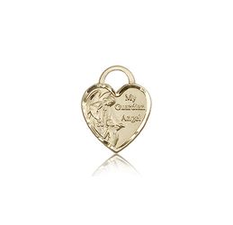 14kt Gold Guardian Angel Heart Medal" itemprop="image