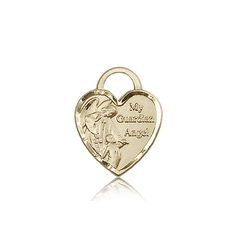 14kt Gold Guardian Angel Heart Medal" itemprop="image