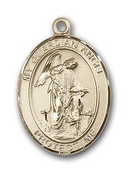 14kt Gold Guardian Angel/Paratrooper Patron Saint Medal - Large" itemprop="image