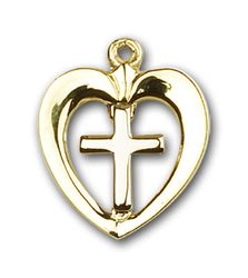 14kt Gold Heart / Chalice Medal" itemprop="image