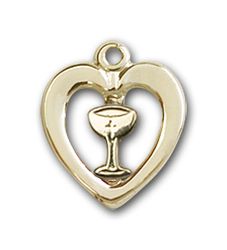 14kt Gold Heart / Chalice Medal" itemprop="image