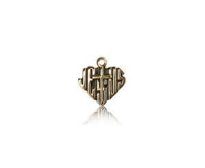 14kt Gold Heart of Jesus / Cross Medal" itemprop="image