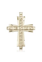 14kt Gold Jesus Christus Cross Medal" itemprop="image