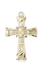 14kt Gold Mosaic Cross Medal" itemprop="image