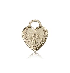 14kt Gold Our Lady of Guadalupe Heart Medal" itemprop="image