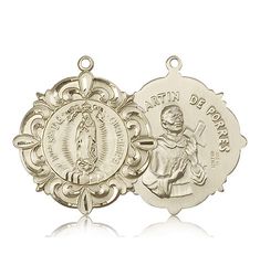 14kt Gold Our Lady of Guadalupe / Martin de Porres Meda" itemprop="image