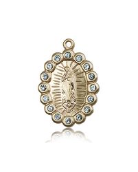 14kt Gold Our Lady of Guadalupe Swarovski Medal" itemprop="image