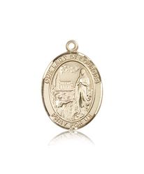 14kt Gold Our Lady of Lourdes Patron Saint Medal - Large" itemprop="image