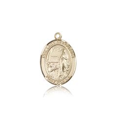 14kt Gold Our Lady of Lourdes Patron Saint Medal - Medium" itemprop="image