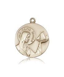 14kt Gold Our Lady Star of the Sea Medal" itemprop="image