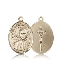 14kt Gold Pope John Paul II Patron Saint Medal - Large" itemprop="image