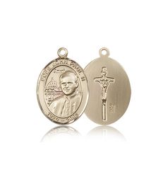 14kt Gold Pope John Paul II Patron Saint Medal - Medium" itemprop="image