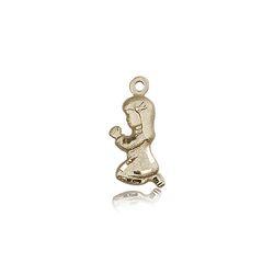 14kt Gold Praying Girl Medal" itemprop="image