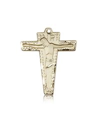 14kt Gold Primative Crucifix Medal" itemprop="image