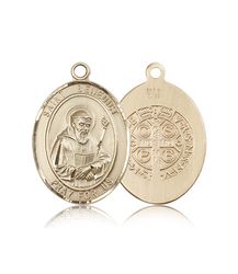 14kt Gold St. Benedict Patron Saint Medal - Large" itemprop="image