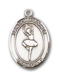 14kt Gold St. Christopher/Dance Patron Saint Medal - Medium" itemprop="image