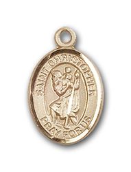 14kt Gold St. Christopher / National Guard Patron Saint Medal - Small" itemprop="image