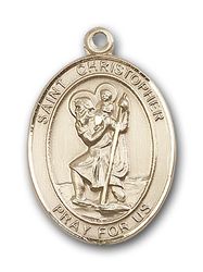 14kt Gold St. Christopher / Paratrooper Patron Saint Medal - Large" itemprop="image