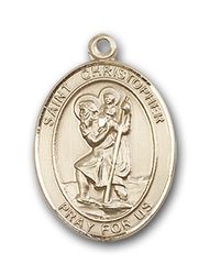 14kt Gold St. Christopher / Paratrooper Patron Saint Medal - Medium" itemprop="image