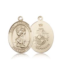 14kt Gold St. Christopher Patron Saint Medal - Large" itemprop="image