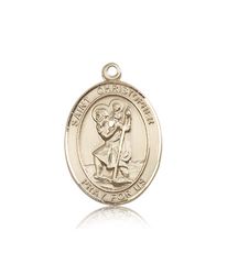 14kt Gold St. Christopher Patron Saint Medal - Large" itemprop="image